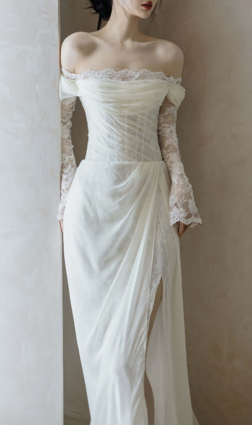 Avielle Mesh One Shoulder Wedding Dress