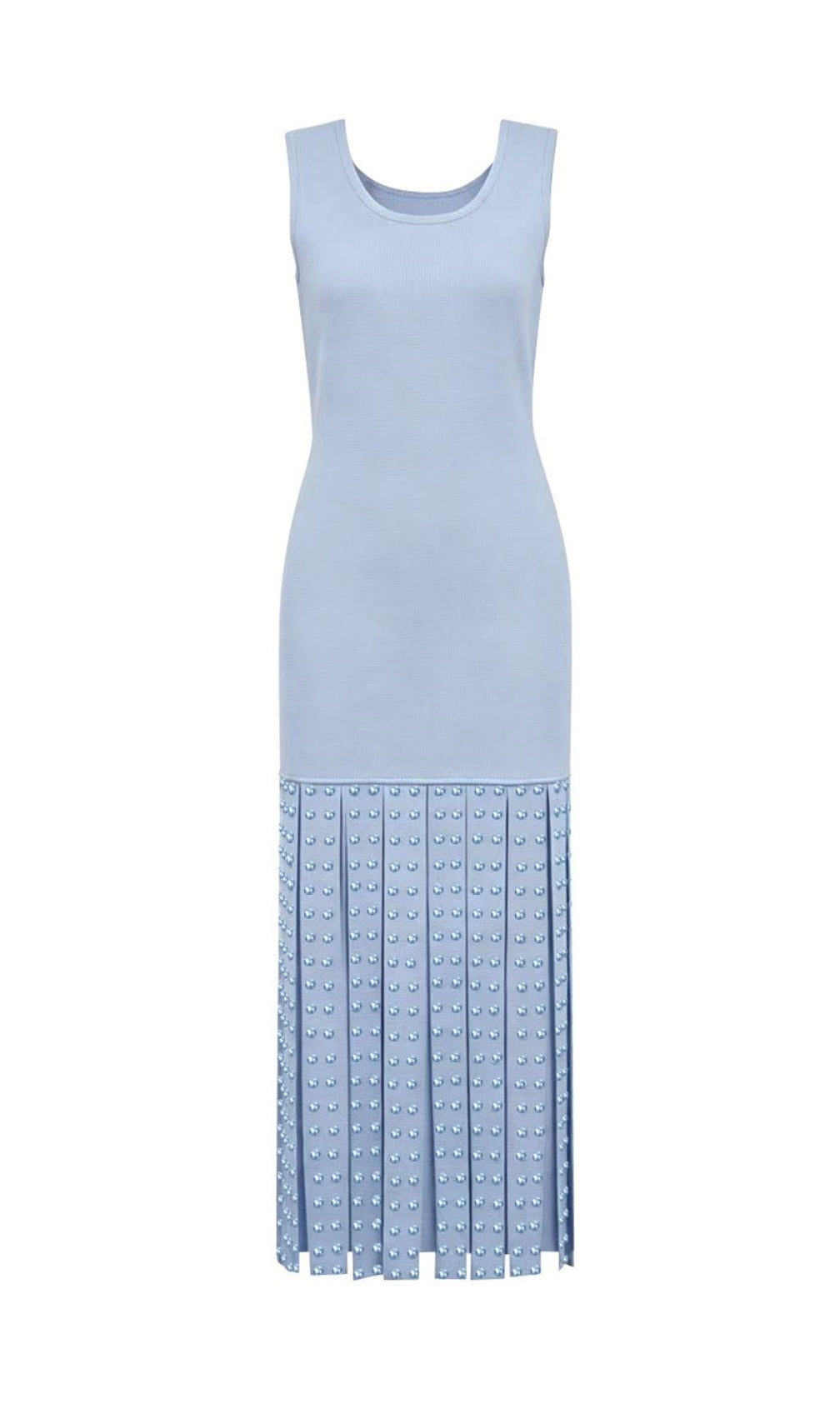 Kilikina Light Blue Sleeveless Diamante Knit Midi Dress