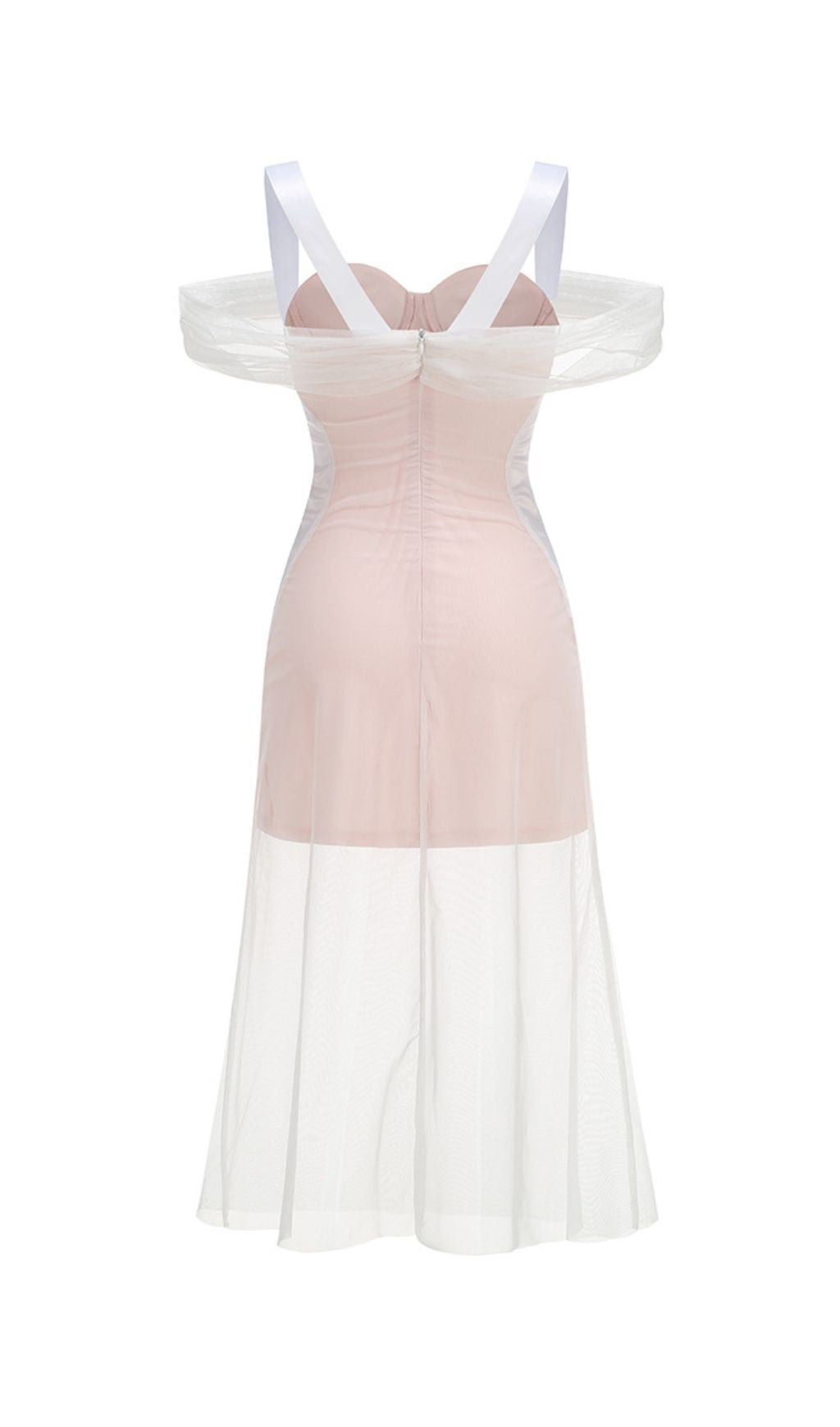 Jaelynn Corset Mesh Midi Dress - Elegant Strappy Evening Gown for Women