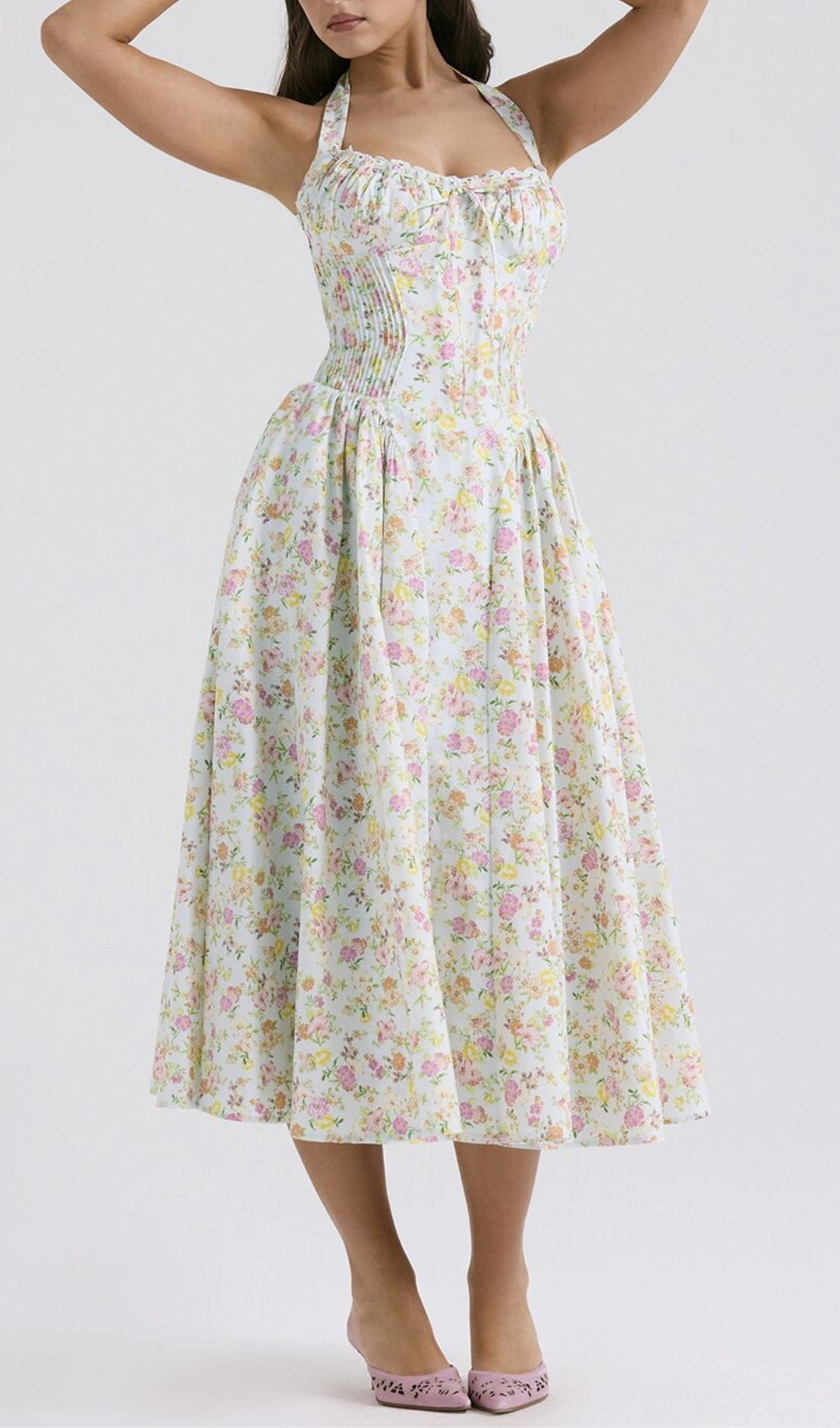 Allegro Green Floral Midi Dress