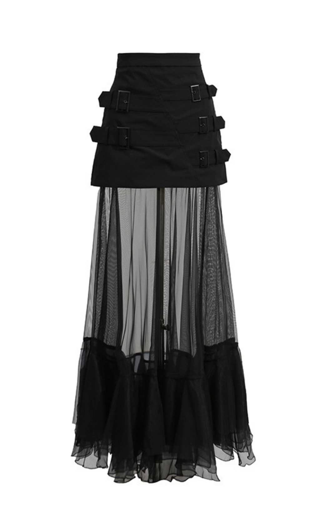 Ginerva Black Belt Mesh Maxi Skirt