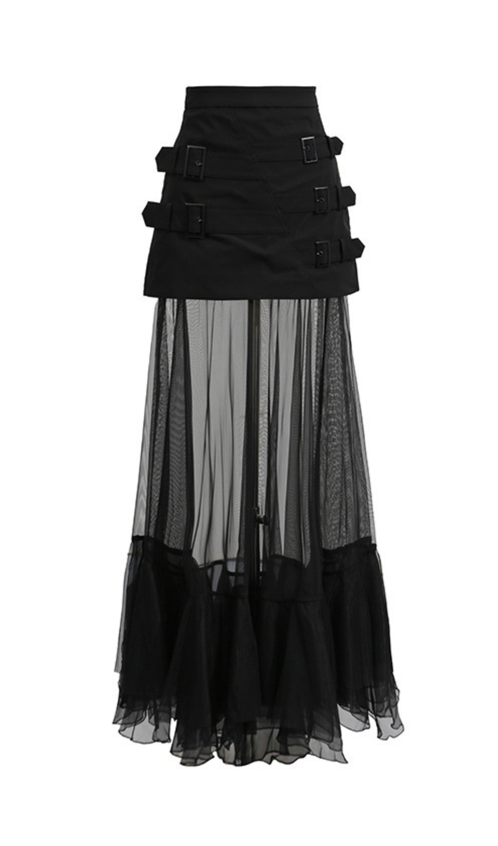 Ginerva Black Belt Mesh Maxi Skirt