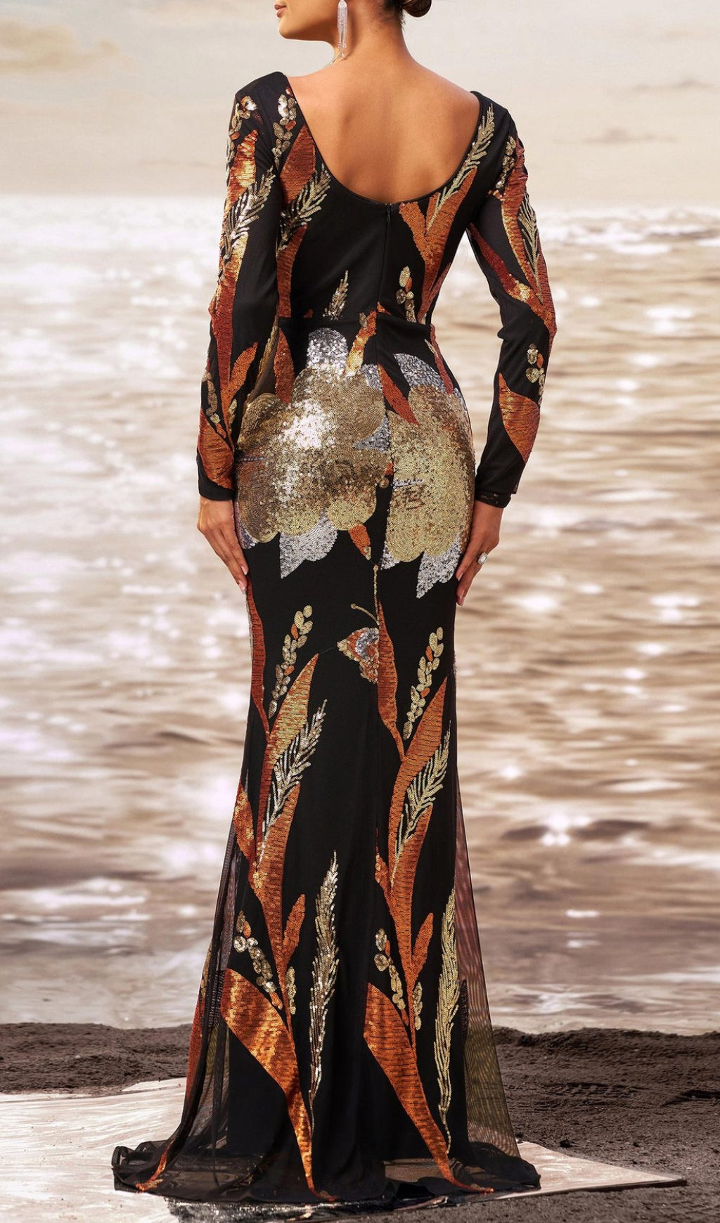 Debby Long Sleeve Sequin Maxi Dress