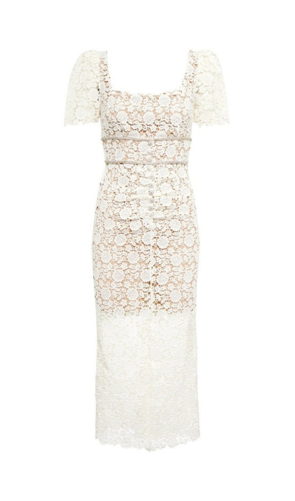 Anneau Ivory Floral Guipure Midi Dress