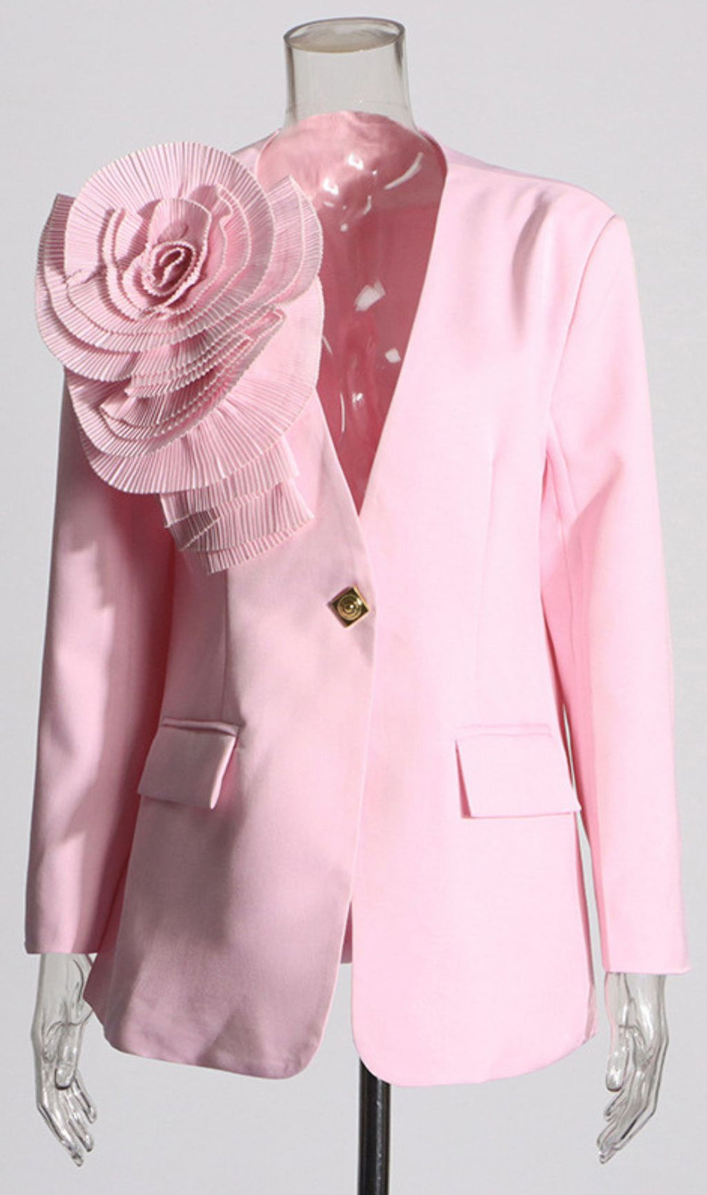 Idella Statement Pleated Flower Blazer - Chic Lavender Tailored Jacket