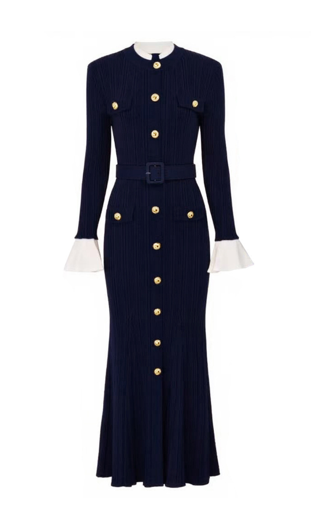 Heather Knit Long Sleeve Midi Dress