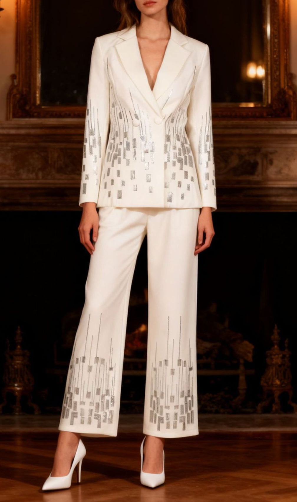 Idalis Glam Sequin Blazer & Pants Set - Women's Statement Suit