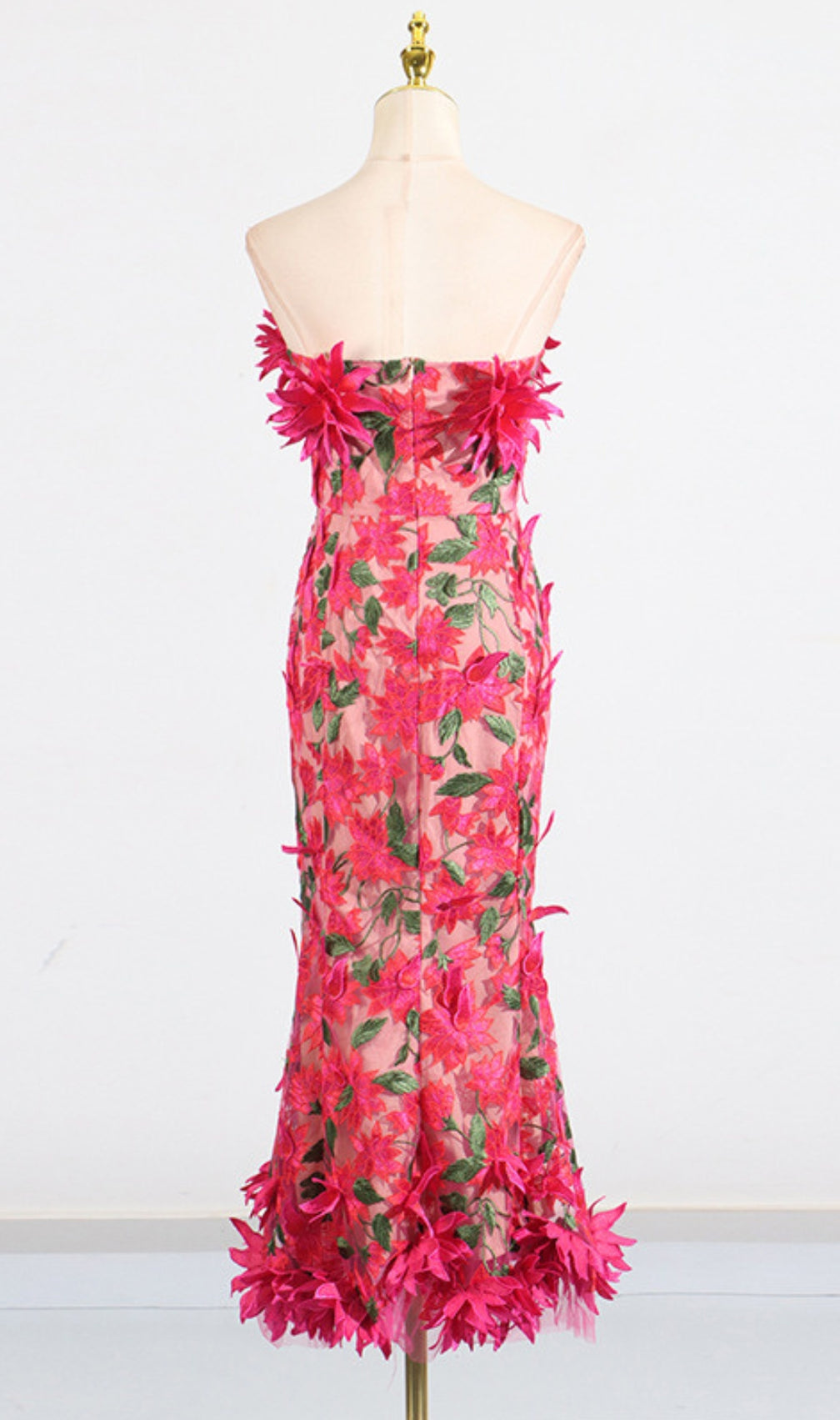 Derya Strapless Flower Midi Dress