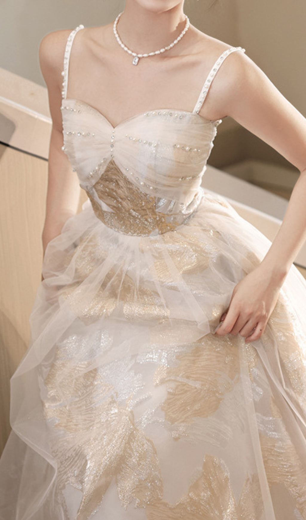 Gur Beaded Mesh Maxi Dress