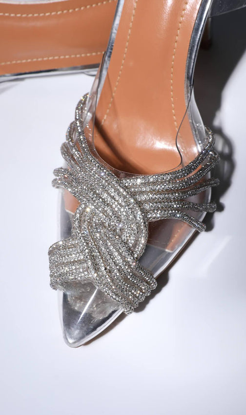 Crystal Embellished Sandals In Silver