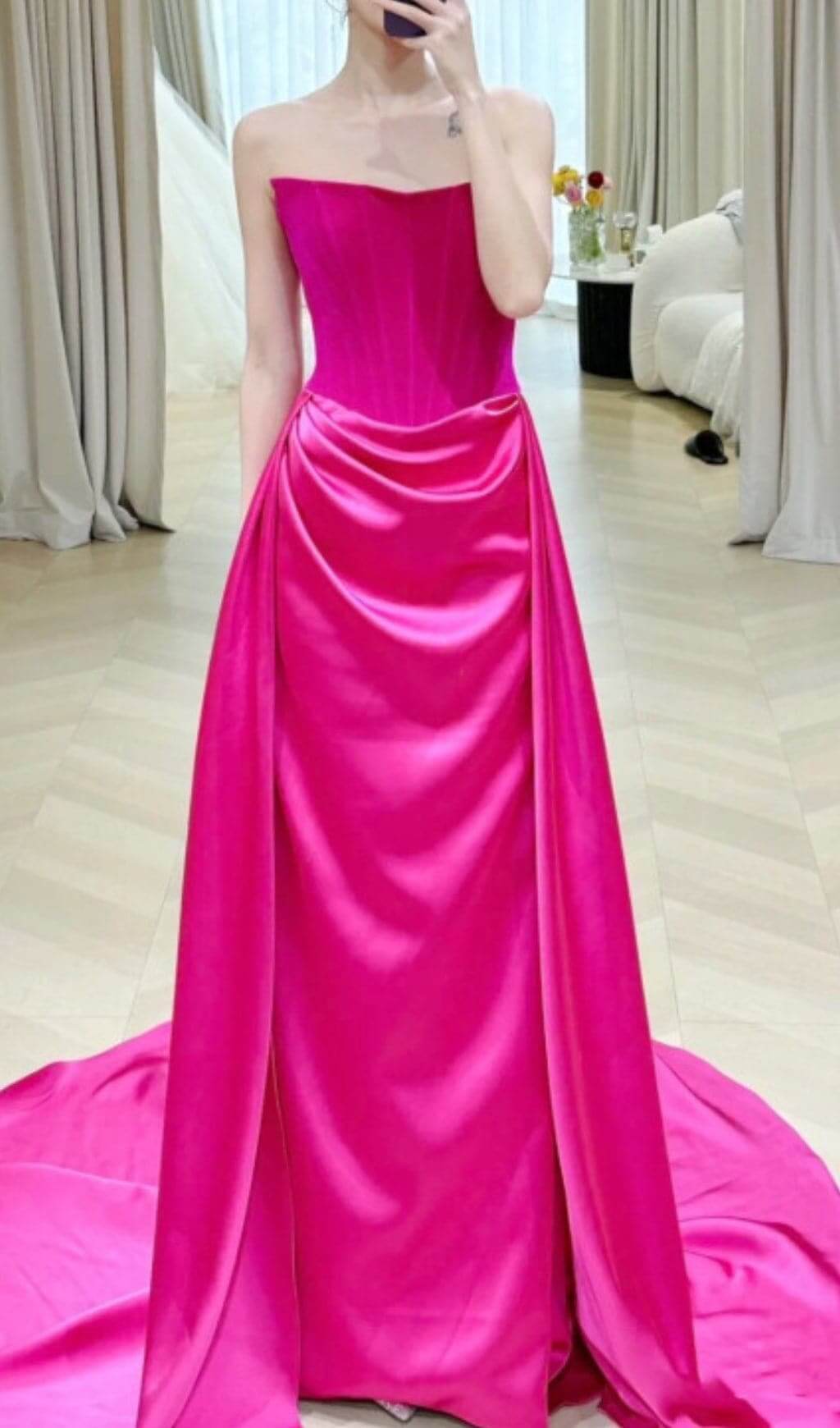 Barbra Pink Strapless Corset Maxi Dress