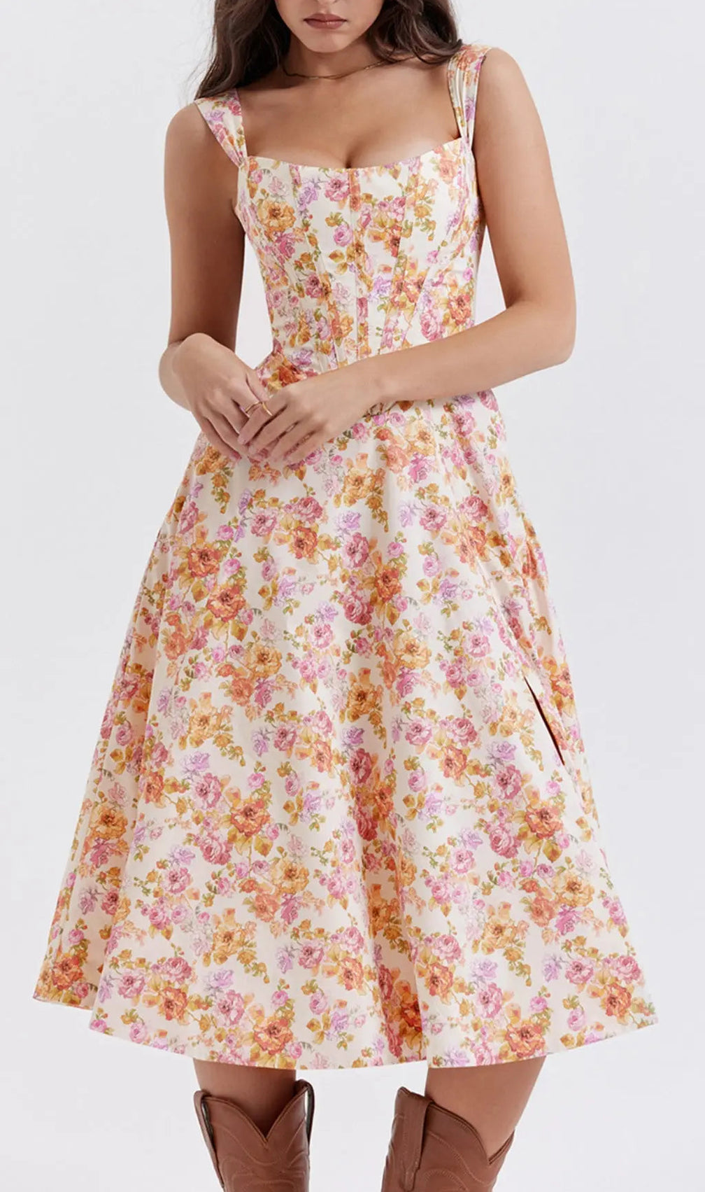 Ivory Floral Midi Sundress