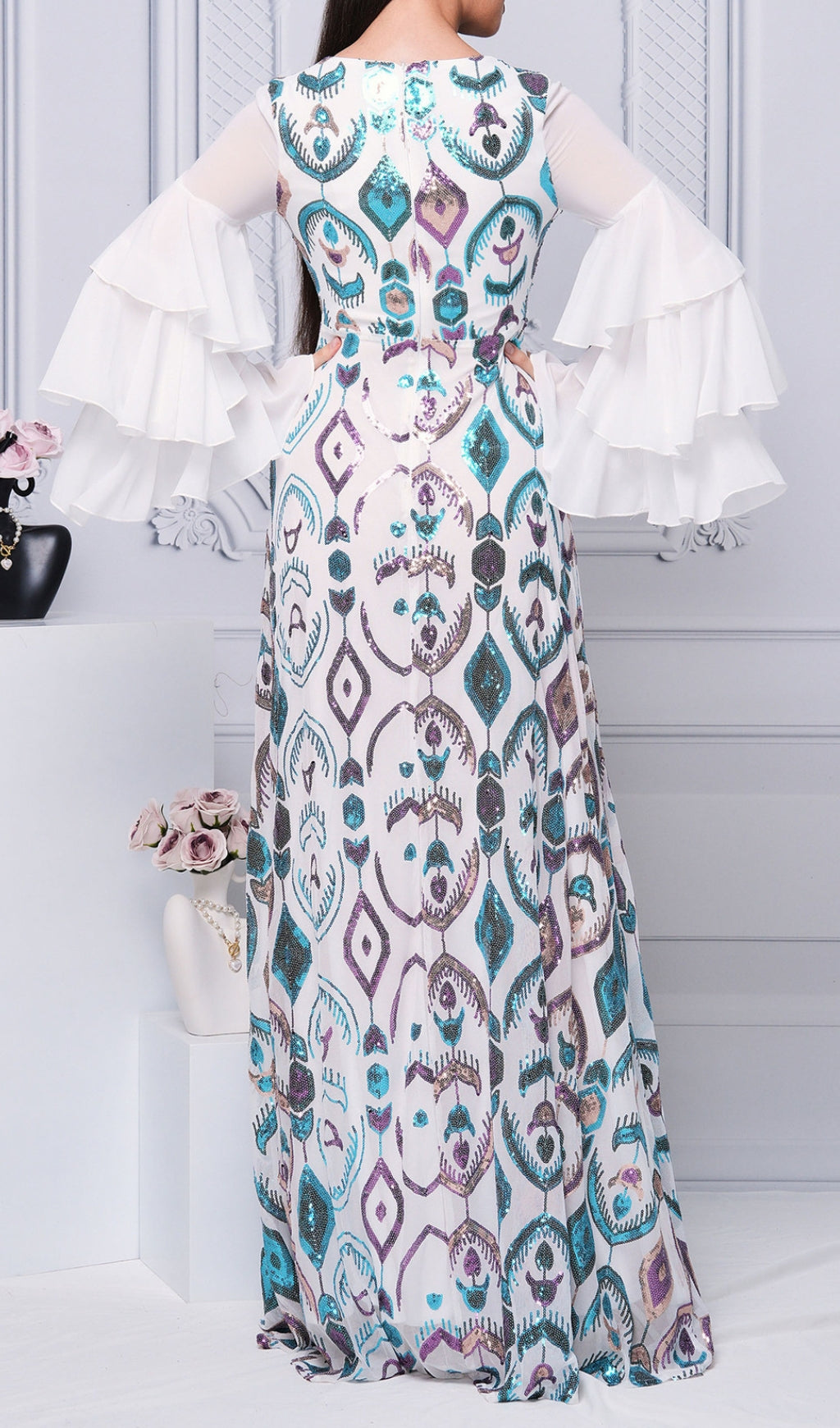 Damalis Long Sleeve Sequin Maxi Dress