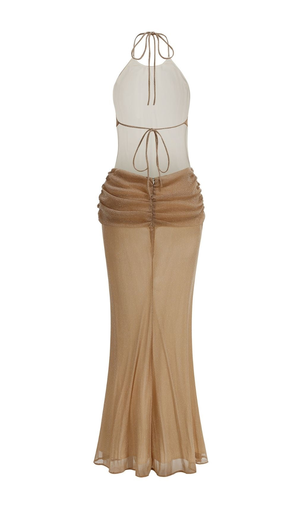 Ketaki Shimmering Halter Ruched Maxi Dress - Elegant Evening Gown