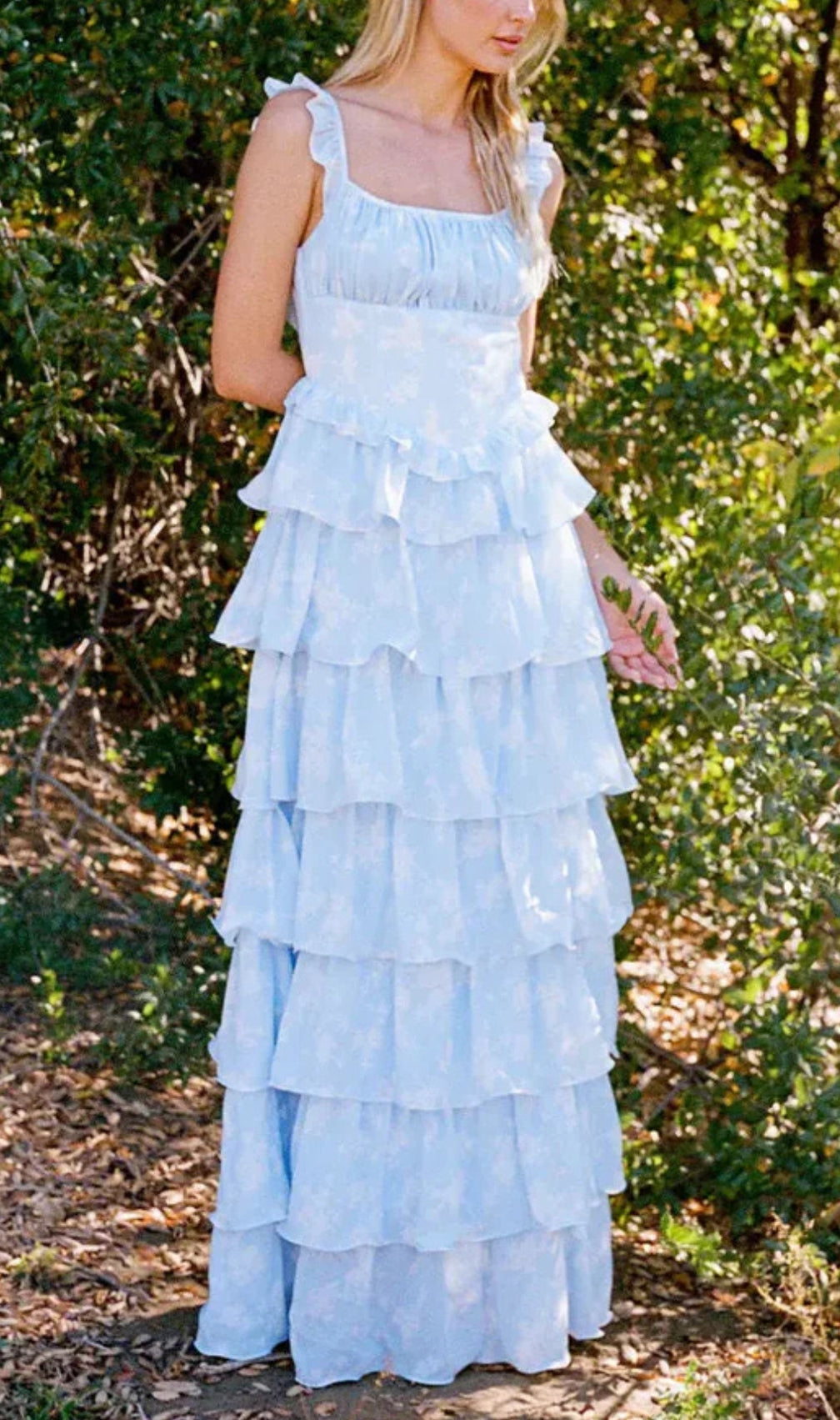 Eulalia Blue Printed Layered Maxi Dress