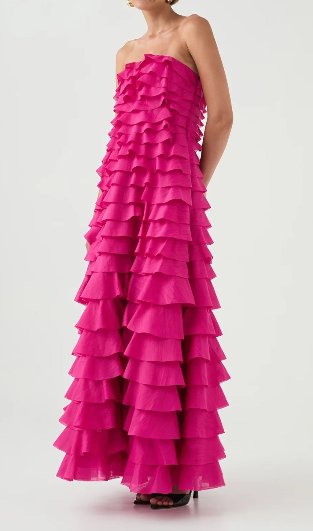 Dasani Pink Strapless Layered Maxi Dress