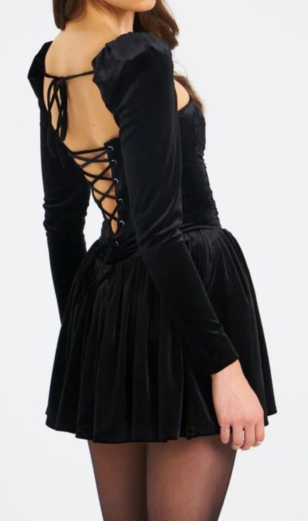 Carlyn Black Long Sleeve Velvet Mini Dress