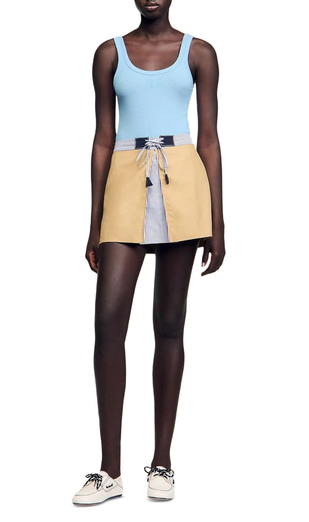 Short Dual Material Skirt