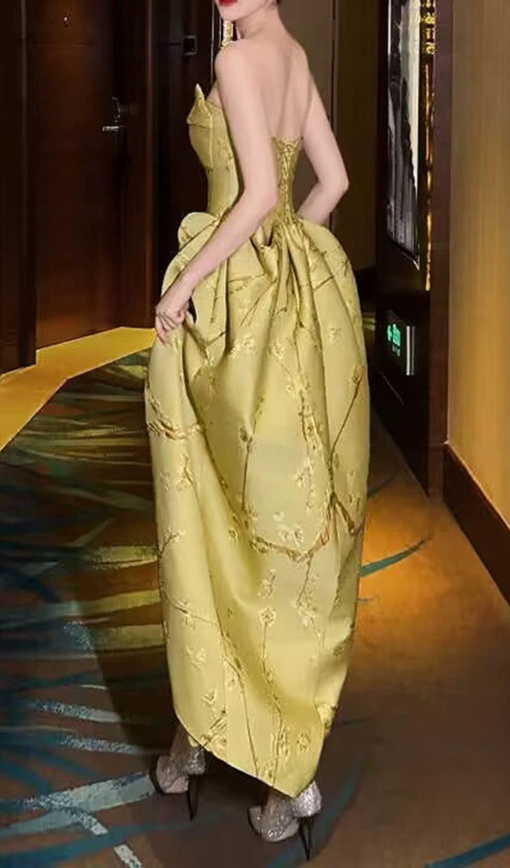 Fang Strapless Flower Maxi Dress