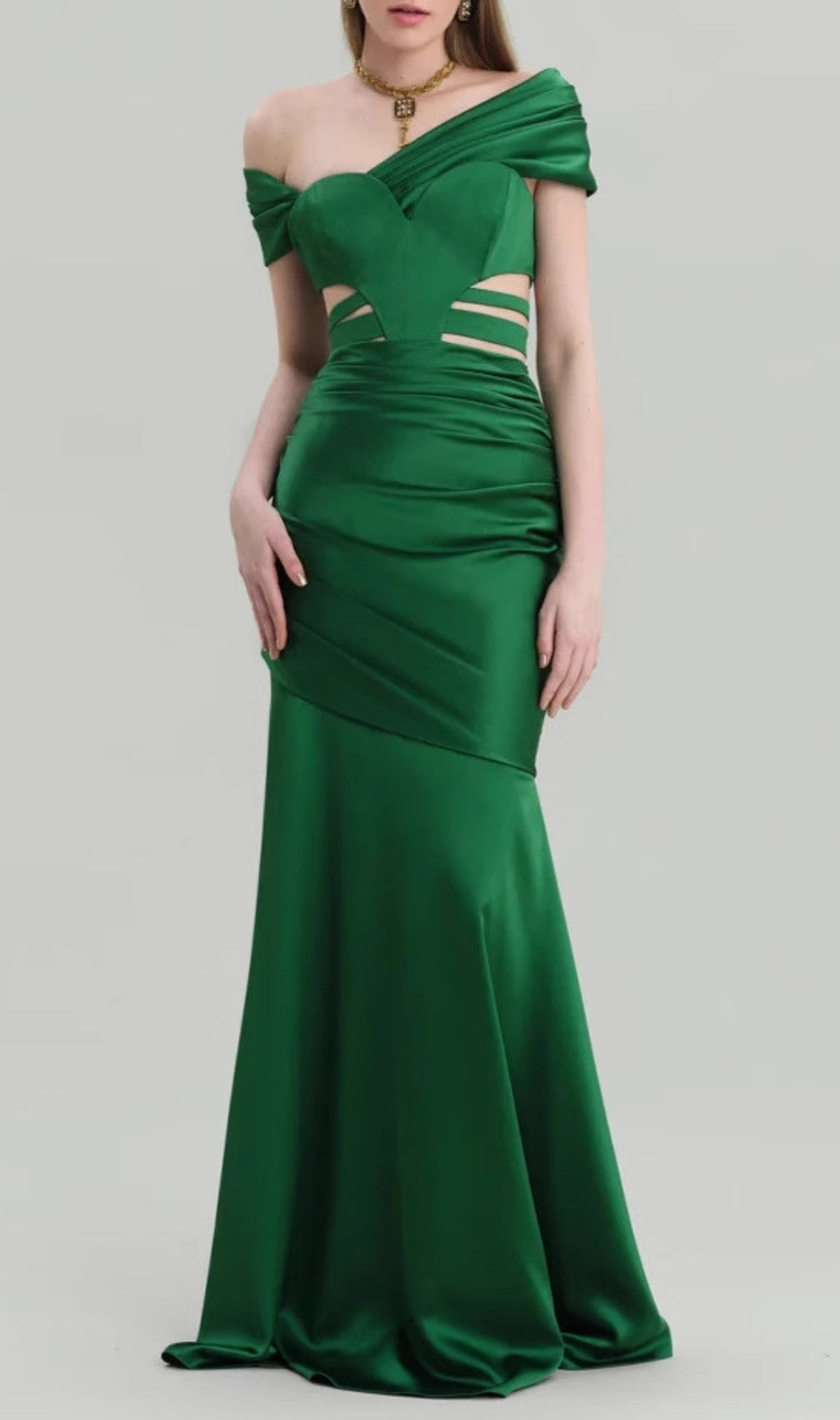 Chesna Green Heart Bandage Maxi Dress