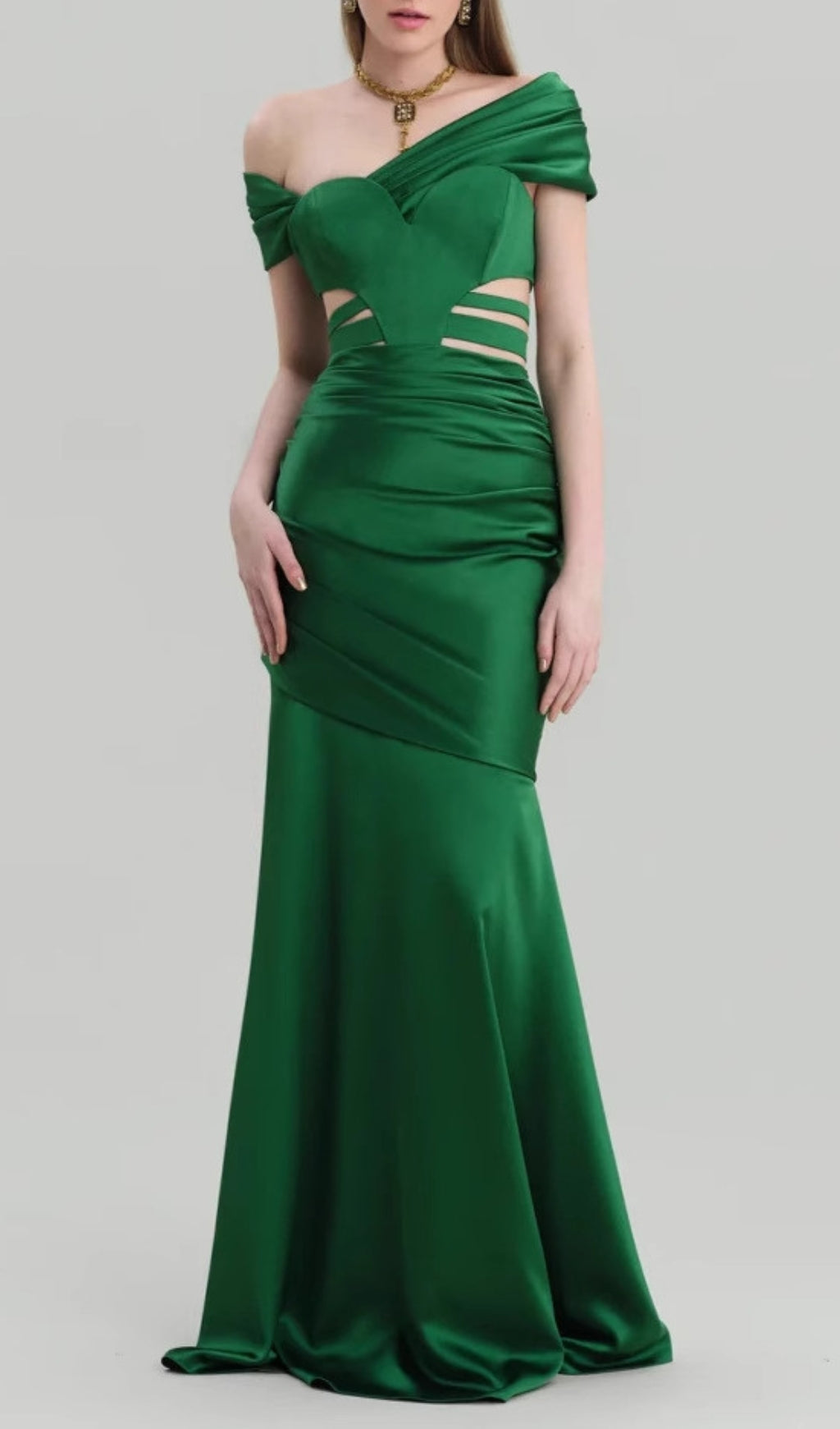 Chesna Green Heart Bandage Maxi Dress