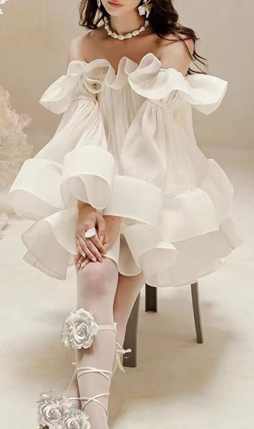 Jolie Ethereal Off-Shoulder Ruffle Mini Dress - Flowy Summer & Party Style