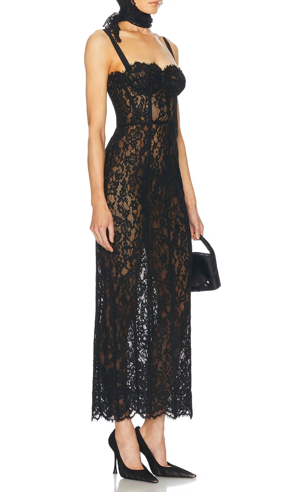 Elata Black Lace Maxi Dress