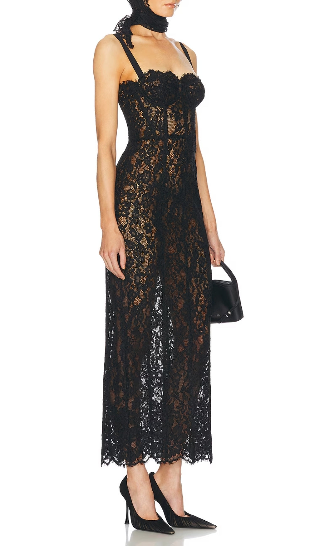 Elata Black Lace Maxi Dress