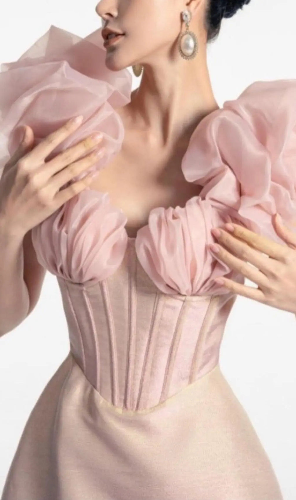 Adalia Pink Fishbone Mini Dress