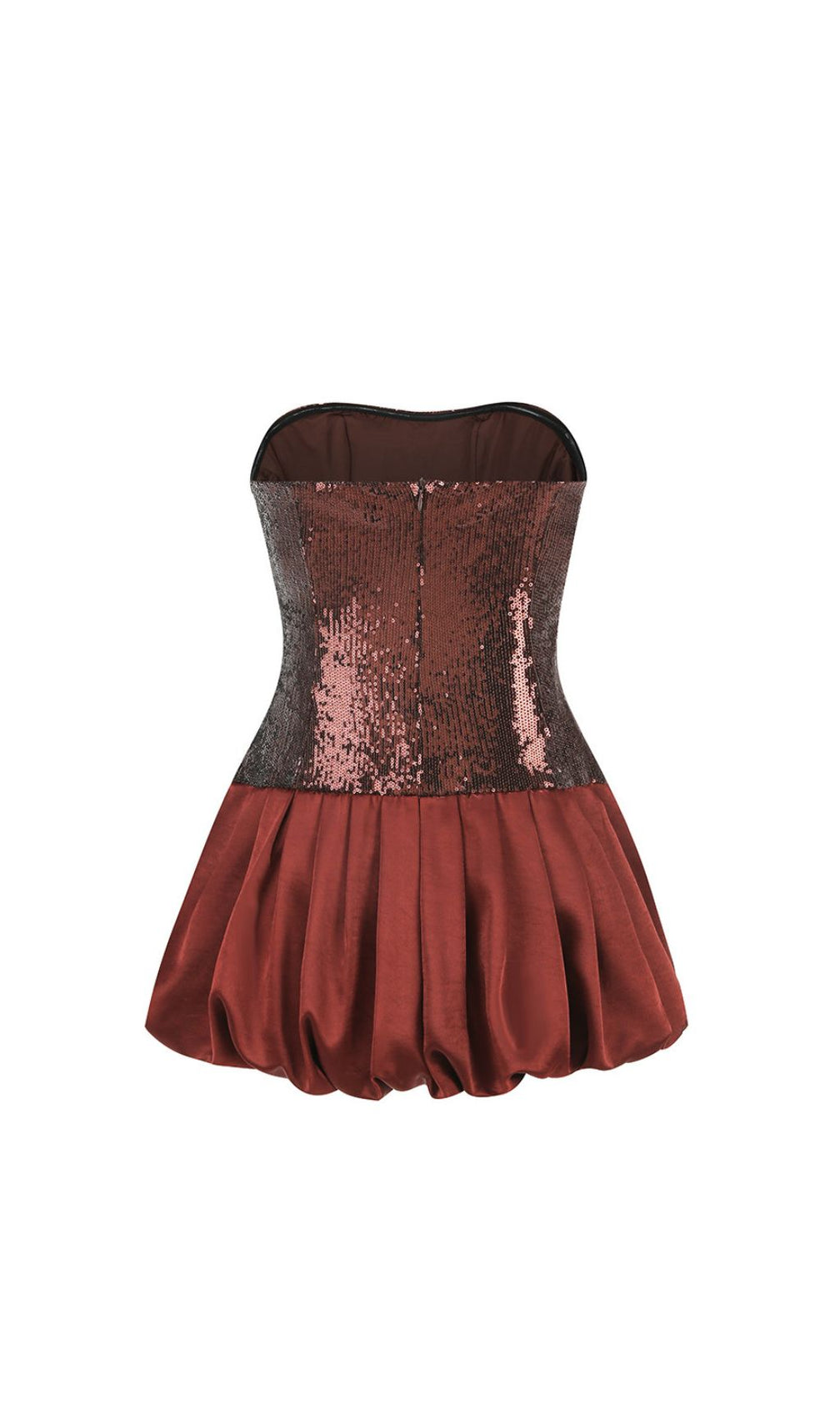 Irén Dazzling Bronze Sequin Strapless Bubble Mini Dress - Perfect for Parties & Cocktails