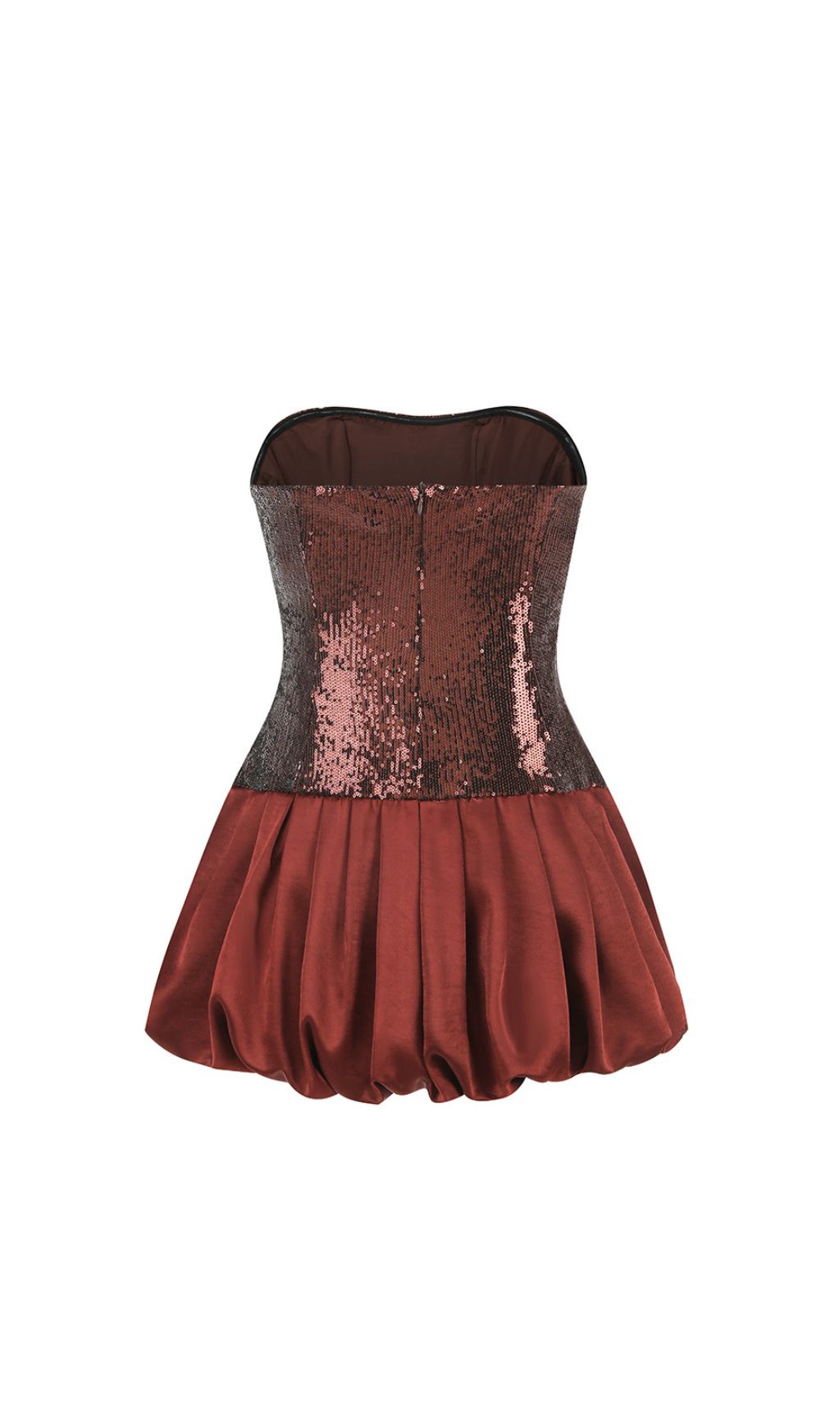 Irén Dazzling Bronze Sequin Strapless Bubble Mini Dress - Perfect for Parties & Cocktails