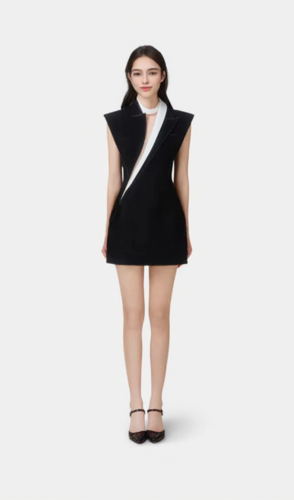 Shoulder Pad Black mini Dress