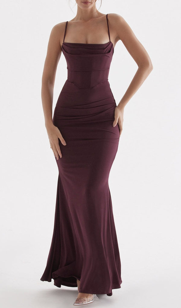 DARK CHERRY CORSET MAXI DRESS