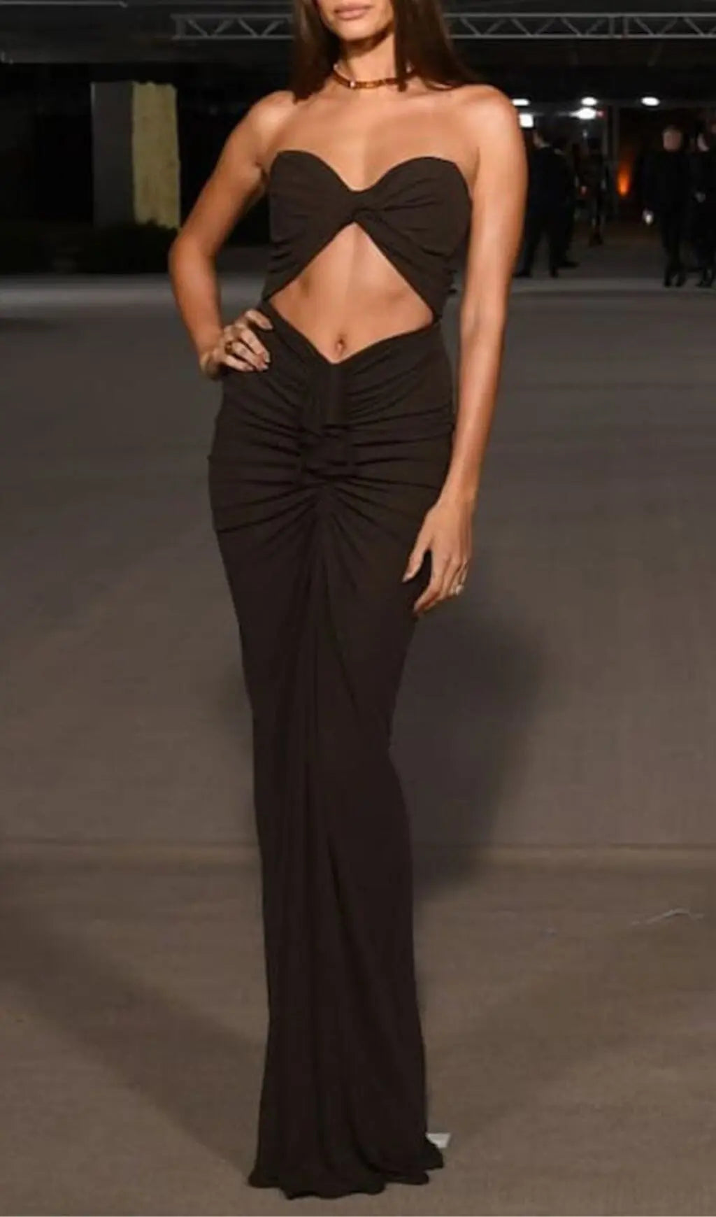 Bandeau Drape Maxi Dress In Black