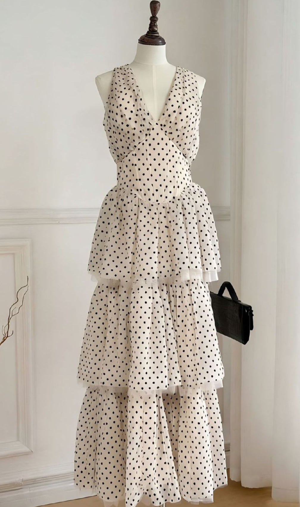 Janika Red Polka Dot Halter Tiered Maxi Dress - Bohemian Chic