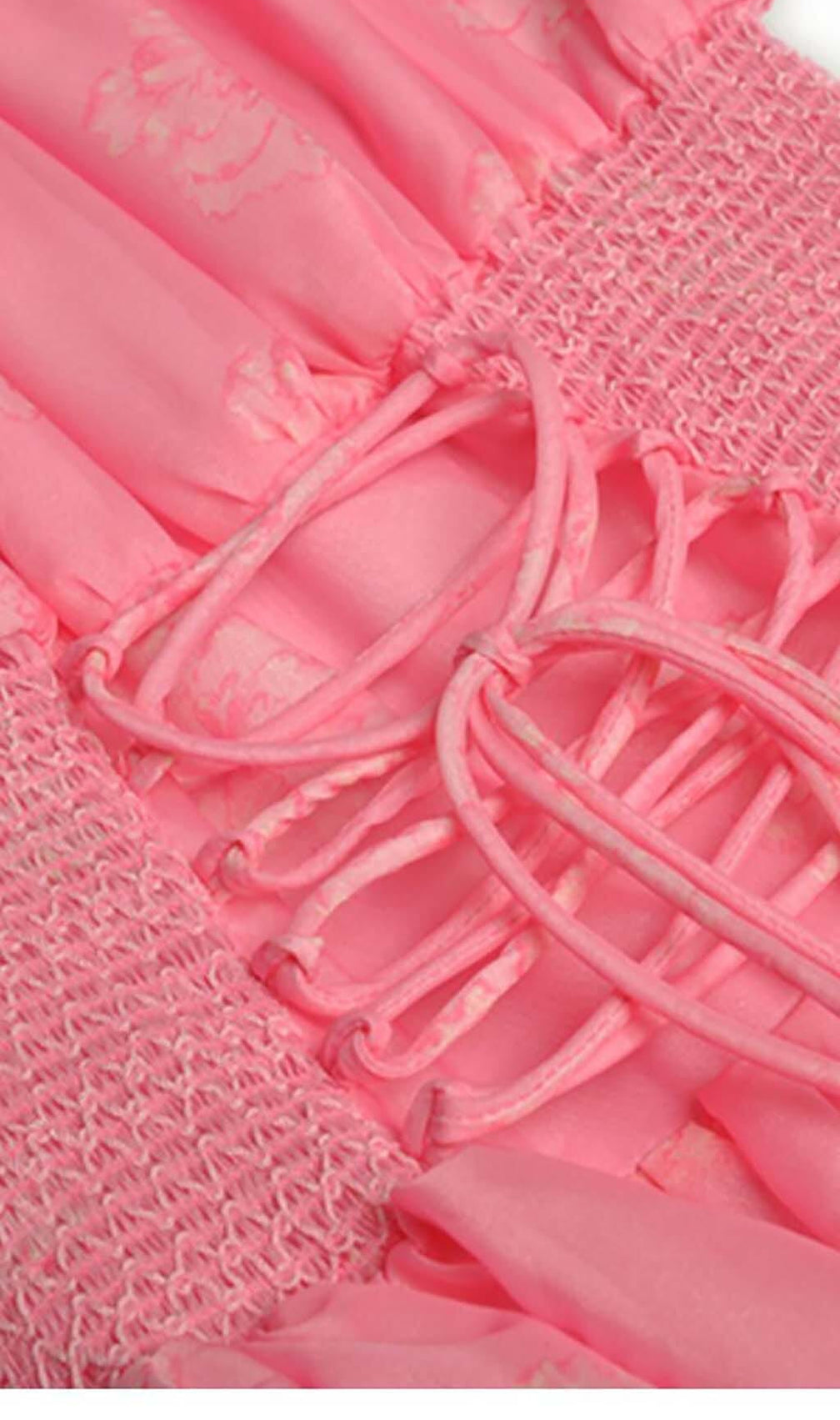 Puff Sleeve Tiered Mini Dress In Pink