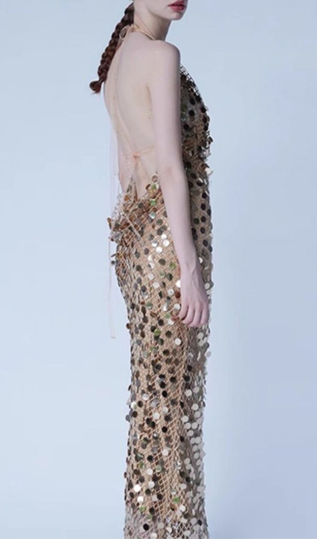 Averixal Glamorous Gold Sequin Backless Halter Maxi Dress – Your Showstopper Gown