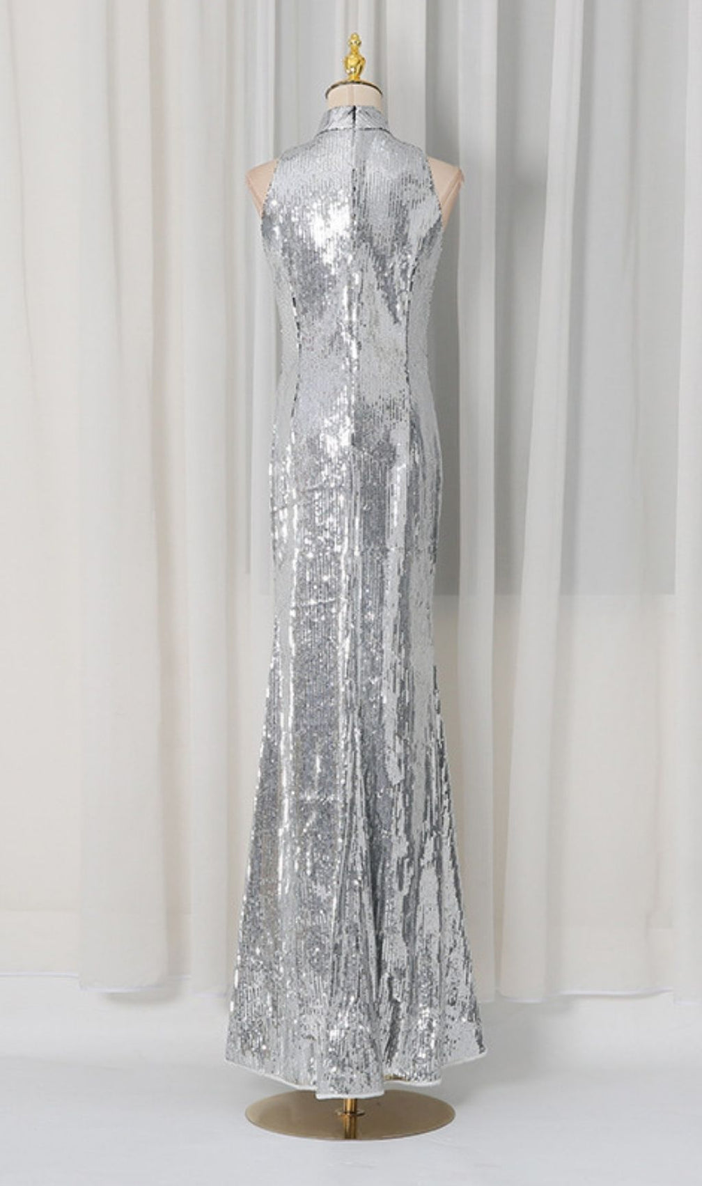 Kisha Silver Sleeveless Sequin Maxi Dress