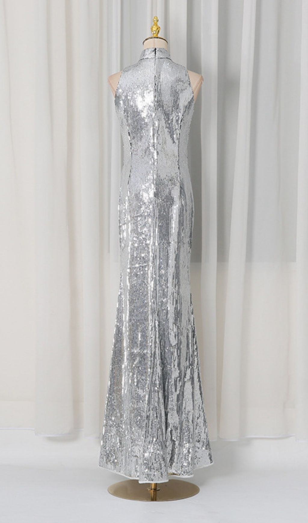 Kisha Silver Sleeveless Sequin Maxi Dress