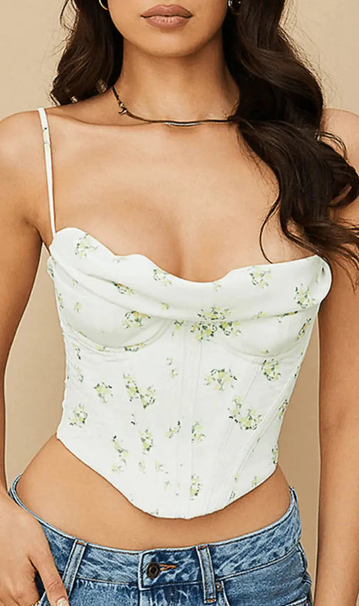 Pile Of Broken Flowers Pile Neck Camisole