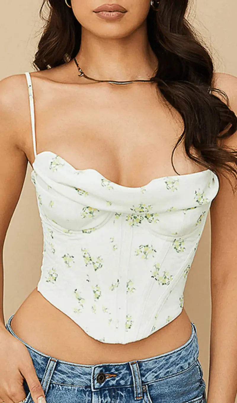 Pile Of Broken Flowers Pile Neck Camisole