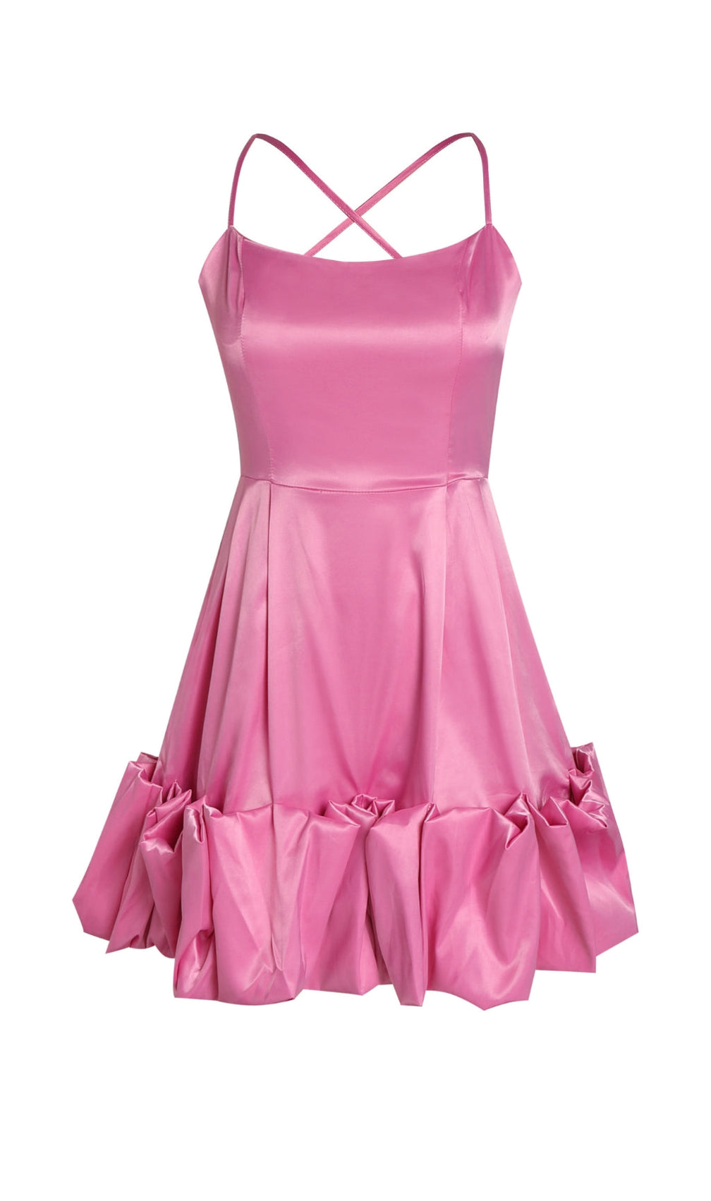 Strapless Halter Satin Mini Dress In Pink