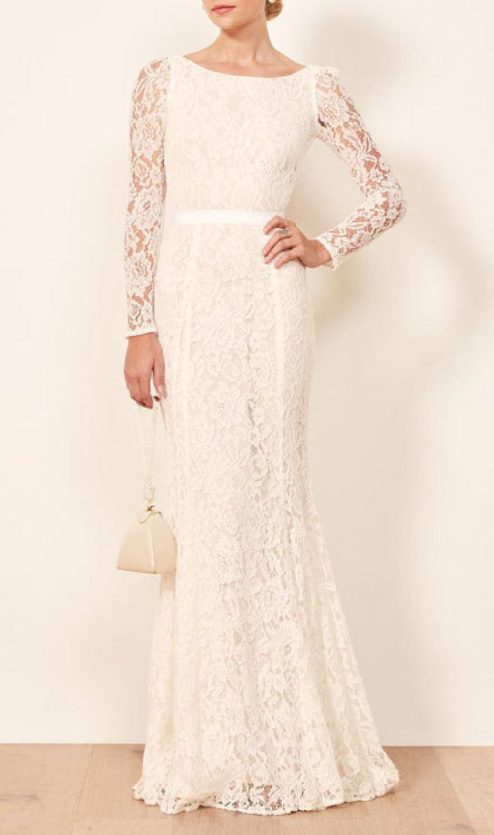 Haynes Elegant White Lace Long Sleeve Maxi Dress - Bridal & Formal Gown