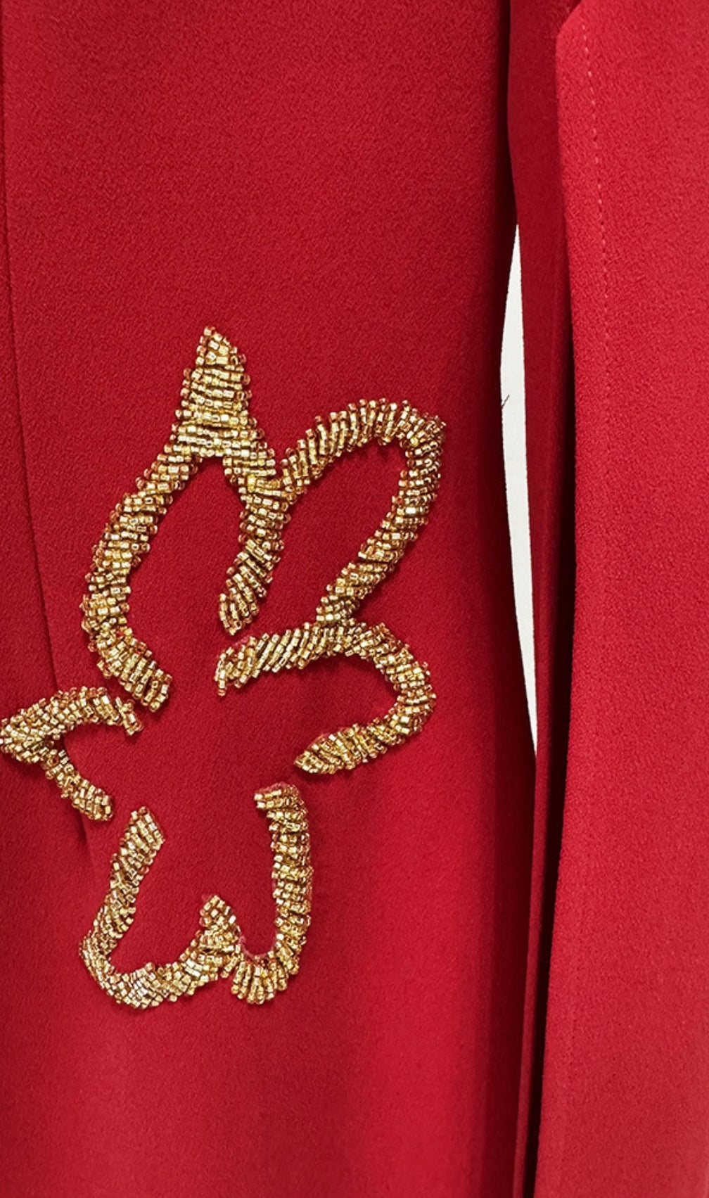 Ellera Red Long Sleeve Embellished Maxi Dress