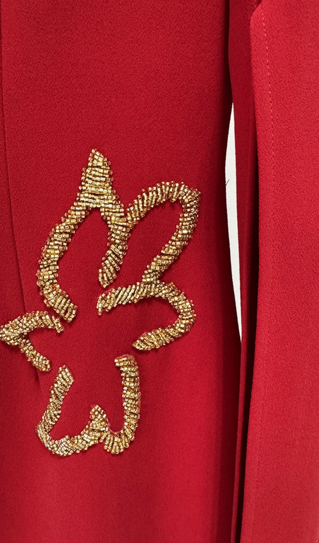 Ellera Red Long Sleeve Embellished Maxi Dress