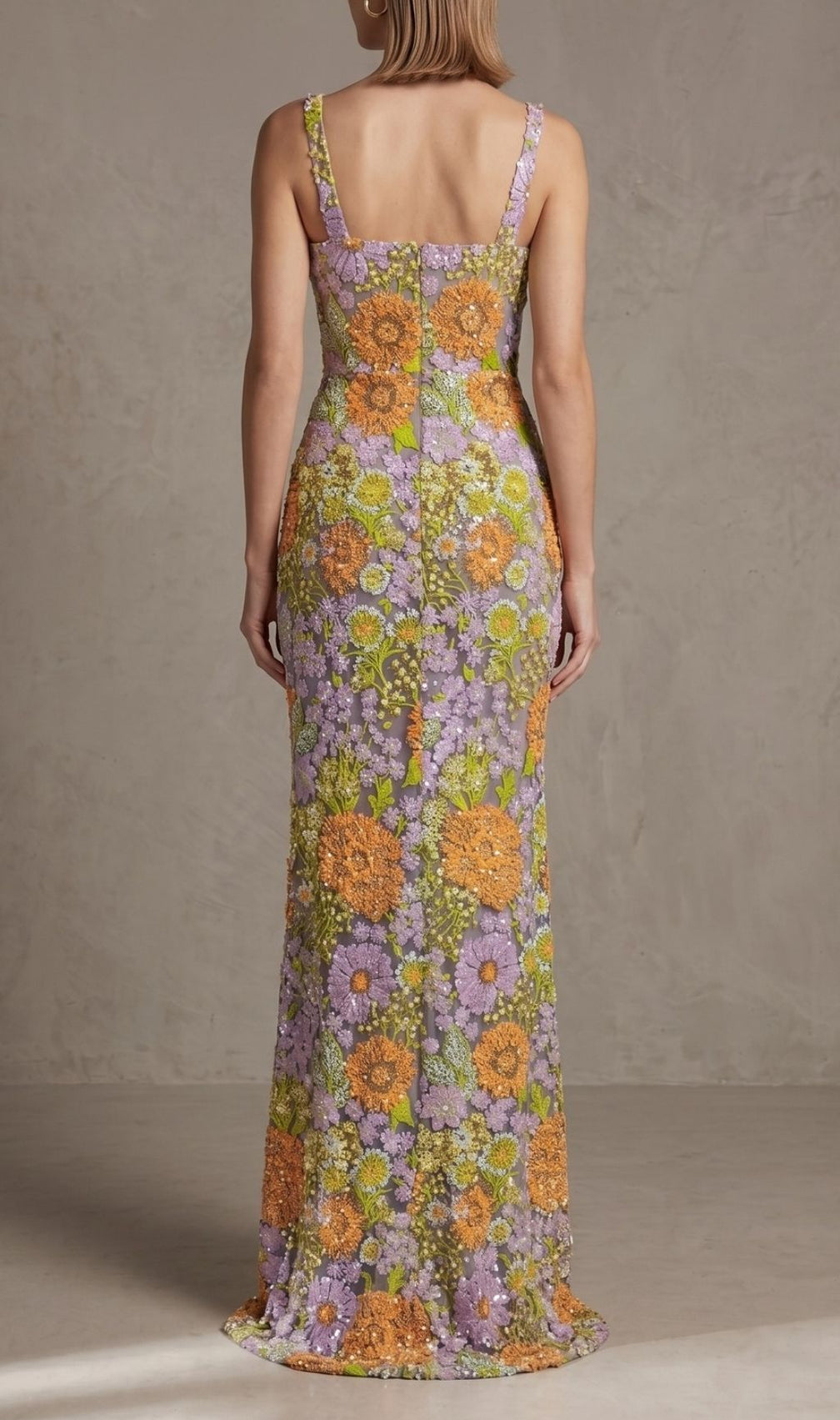 Kiko Dazzling Floral Sequin Maxi Dress with High Slit