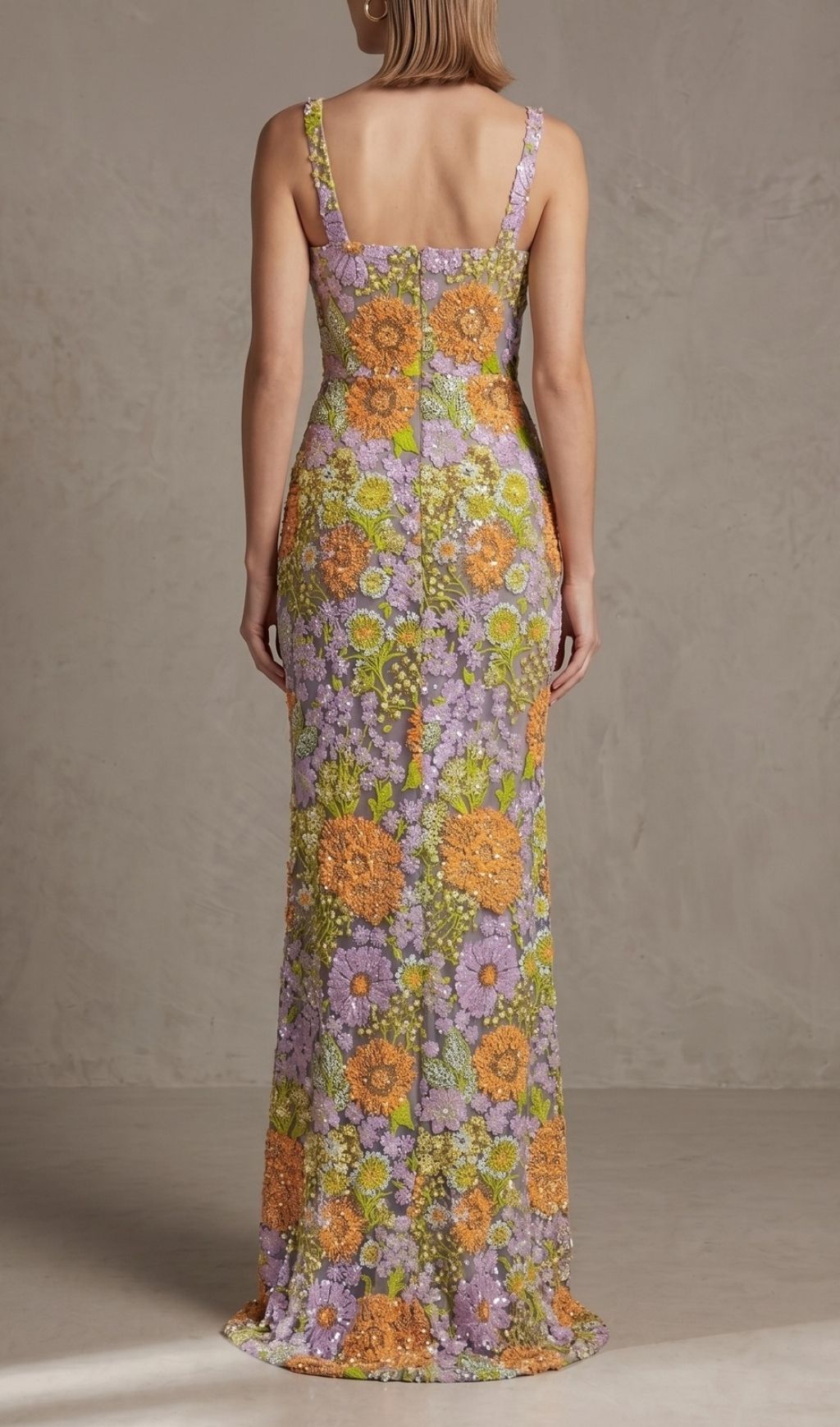 Kiko Dazzling Floral Sequin Maxi Dress with High Slit