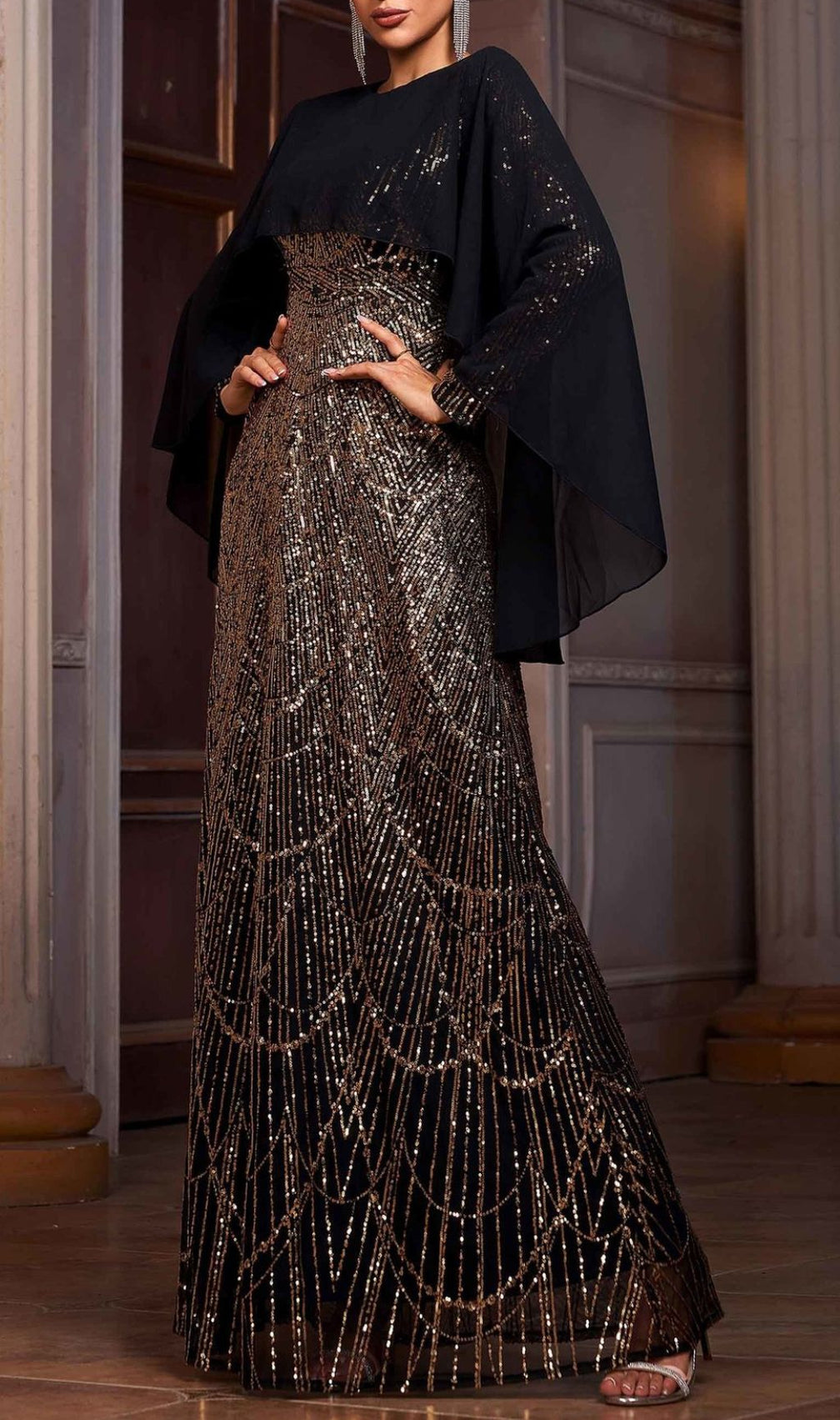 Hana Long Sleeve Sequin Maxi Dress