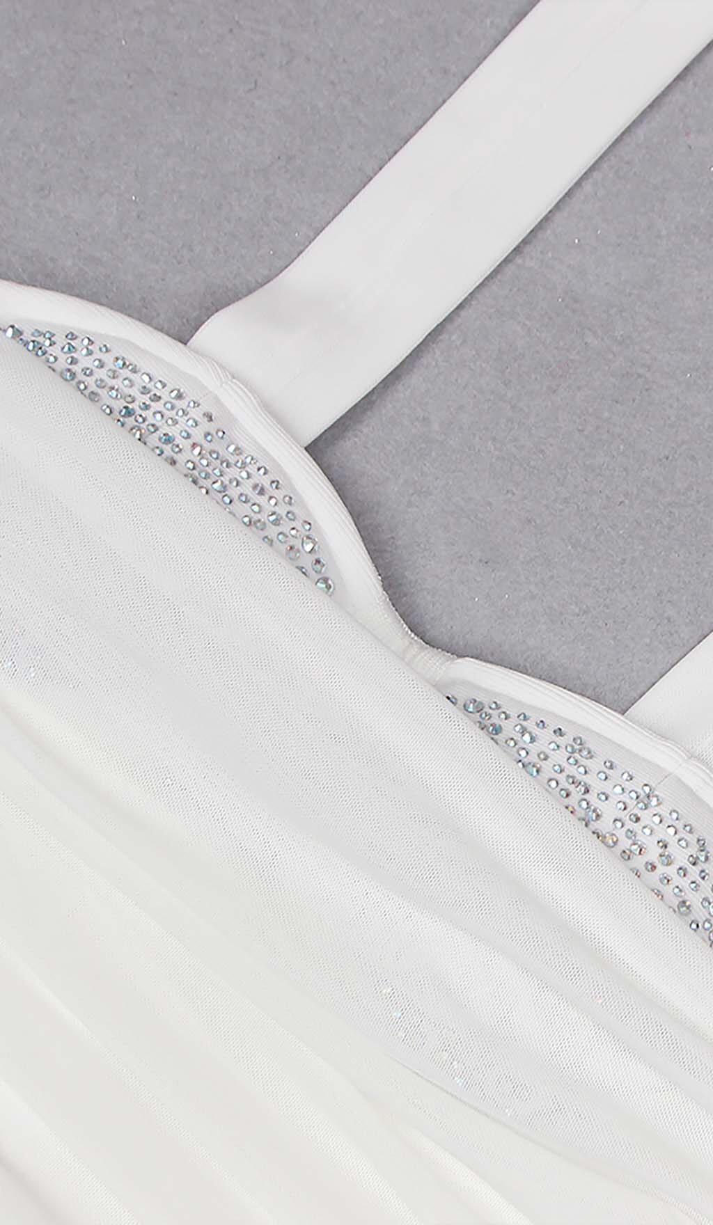 Ruched Bandeau Midi Dress In White