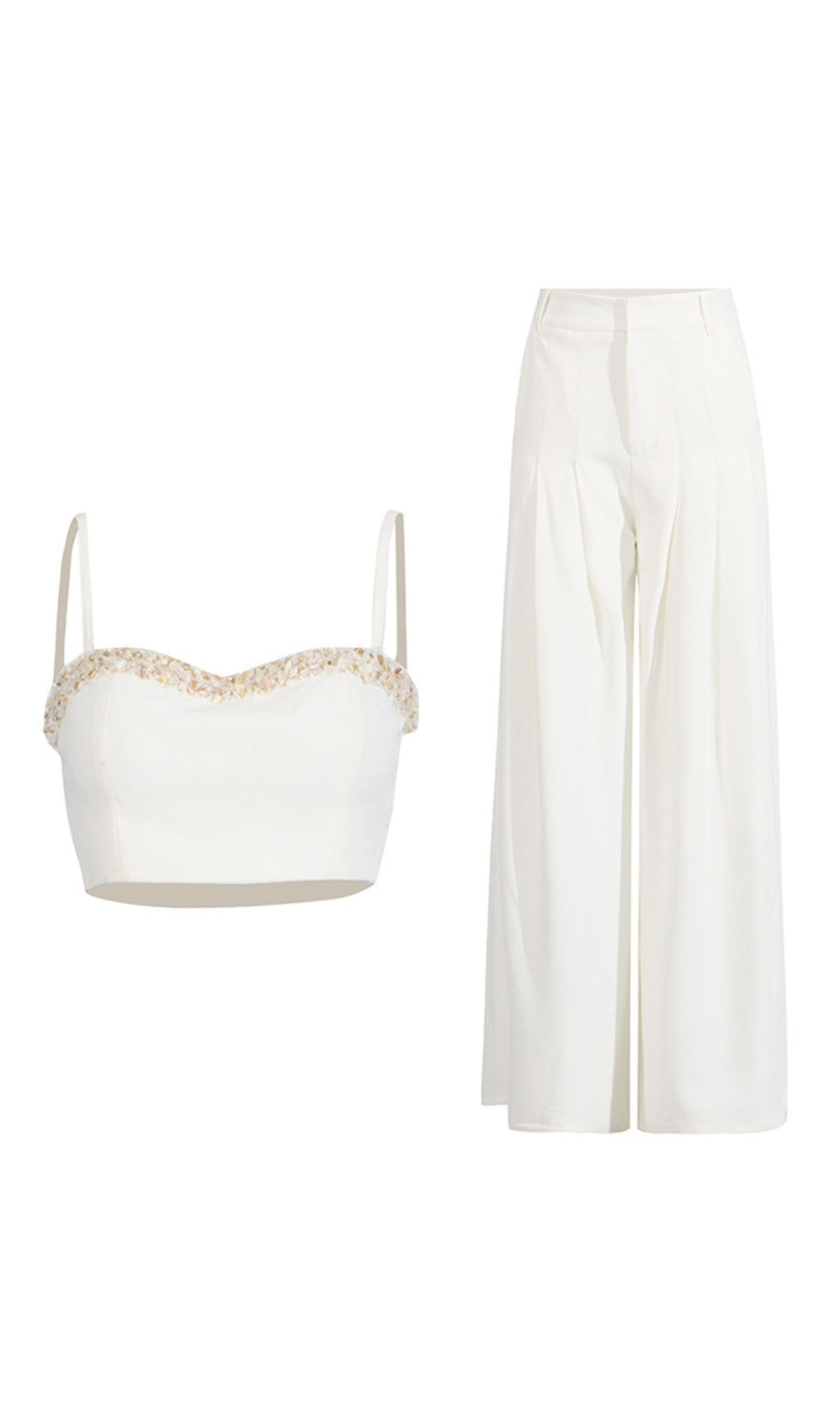 Doruk White Embellished Two-Piece Set
